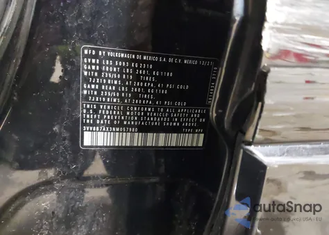 2022 Volkswagen Tiguan 2.0T Se R-Line Black z USA, uszkodzony, nr VIN 3VV8B7AX3NM057980